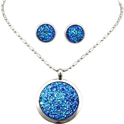 GOKADIMA Gold Color Stainless Steel Necklace Set Pendant Earrings Women Jewelry Set 2018 Party Gift Big Stone Jewellery WTS206