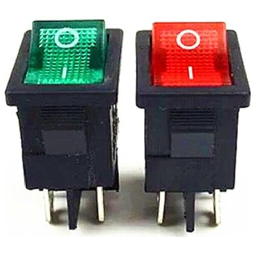 10pcs KCD1 On-Off 4Pin Boat Car Rocker Switch 6A/10A 250V/125V AC Red Green Button Best Price 15X21MM