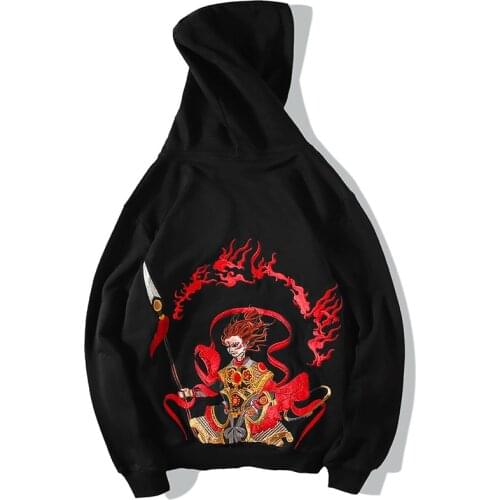 2019 Autumn Nataku Cartoon Embroidery Hoodie Sweatshirt Hip Hop Streetwear 2019 Harajuku Pullover