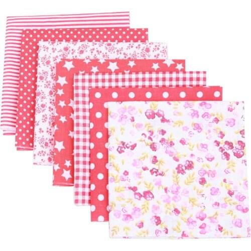 7 Pcs Printed Cotton Patchwork Fabric Squares Bundle Quilting Scrapbooking Sewing Craft DIY Cloth Accessories