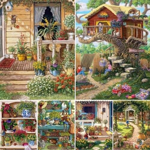 5D Diy Diamond Painting Landscape Garden Cross Stitch Set Full Drill Square Embroidery Mosaic Art Picture of Rhinestones Decor