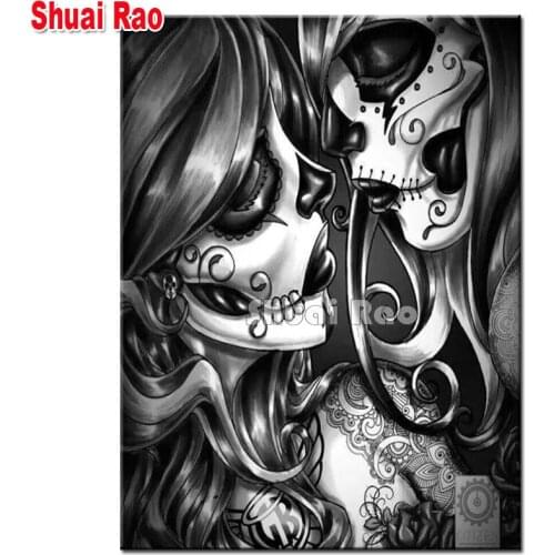 Custom photo diamond painting Skull Kiss woman diamond embroidery sale 5 d diy full square round drills art mosaic,Lover Gift