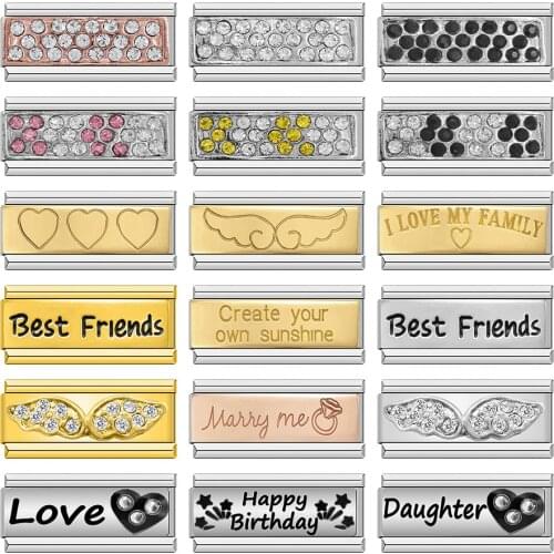 Hapiship Women Best Friend Angle Wing Love Sister Charm Links Fit 9mm Stainless Steel Bracelet Bangles Babgle Accessories DJ096