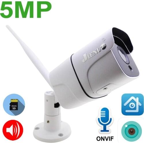 5MP IP Camera Wifi Outdoor IR Night Vision ONVIF P2P Audio CCTV Camera SD Card HD Wireless Video Surveillance Xmeye JIENUO