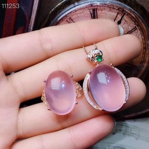 KJJEAXCMY exquisite jewelry 925 sterling silver inlaid gemstone natural Hibiscus womens Necklace Pendant ring suit support dete