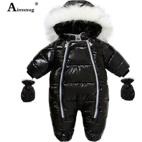 Unisex Boys Girls Fur Hooded Rompers Kids Clothing 2021 Pleated Overalls Children Toddler Fashion Zipper Winter Down Bodysuits