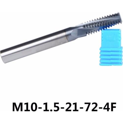 1pc M10 Tungsten Carbide thread end mill M10*1.5, thread mills, thread milling cutter with TIALN coating Metric 1.5mm Pitch