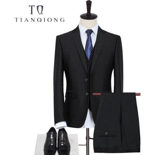 TIAN QIONG Black Herringbone Retro Gentleman Style Custom Made Mens Suits Tailor Suit Blazer Suits for Men (Jacket+Pants+Vest)