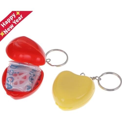 CPR Mask CPR Face Shield For CPR Resuscitator With One-way Keychain Key Ring Heart Shape First Aid Rescue Kit