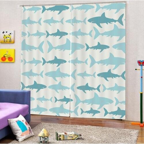 Fashion Customize Cartoon Shark 3D Curtains for Living room Blackout curtains 3D Digital Print