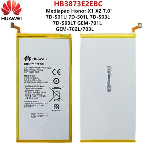 100% Orginal Huawei HB3873E2EBC 5000mAh Battery For Mediapad X1 X2 7.0"/7D-501U 7D-501L 7D-503L 7D-503LT GEM-701L/702L/703L