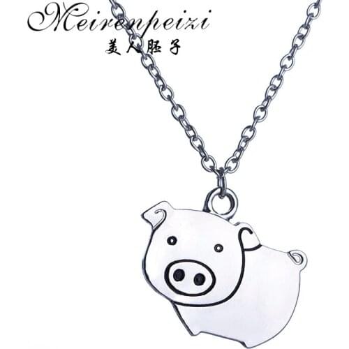 Cute Pet Pig Necklace hand stampe Personalized Piglet Pendants Necklaces Vegetarian Necklace Motivation Inspirational Jewelry