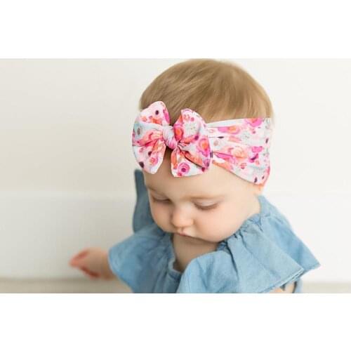 New Fruit Print Nylon Headbands,Spring Summer Floral Print Bows Wide Nylon Turban Head Wraps,Children Girls Headdress 30pc/lot