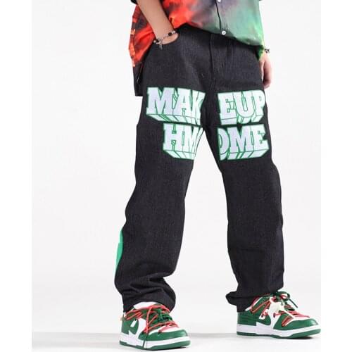 High Street Love Leter Towel Embroidery Straight Retro Jeans Pants Men and Women Oversize Harajuku Washed Baggy Denim Trousers