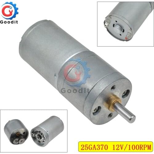 25GA370 DC Geared Motor with Encoder Low Speed Disc Large Power High Torque Toys 12V Micro Gearbox Reducer Electric Motor