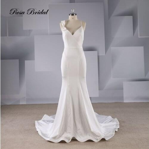 Rosabridal 2019 Mermaid wedding dress The Little Mermaid sexy Deep V neck and backless wedding dress