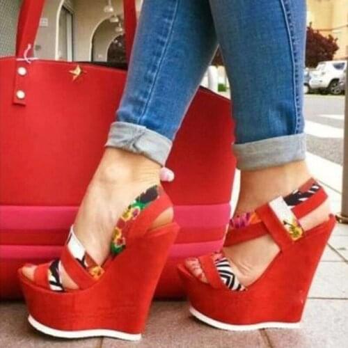 Red Heels Sandals 17cm Heeled Platform Sandals Sexy Women Shoes High Heel Summer Party Dress Shoes Sandales Femmes