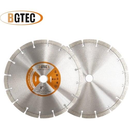 BGTEC 2pcs 9" Hot Pressed Diamond Segmented Saw Blades 230MM Cutting dismond Disc for Granite Marble Stone Tile Concrete