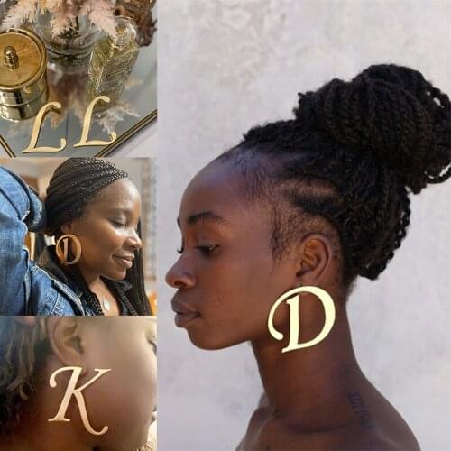 Custom Initial A-Z Letter Earrings for Women Girls Customized Personalized Stainless Steel Gold Fashion Stud Earrings Jewelry