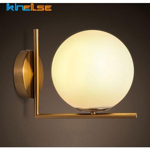 Modern Nordic Wall Lamp Glass Ball Retro Wall Light Dining Bedroom Ceiling Mounted Lights Restaurant Aisle Corridor Cafe Decora