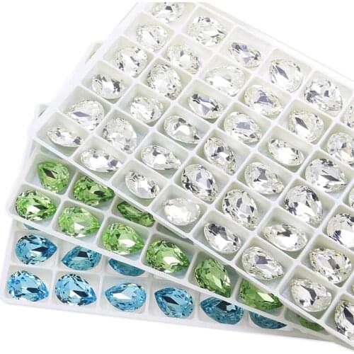 Drop 10*14mm K9 Glass Loose Rhinestones Piontback Strass Crystal nails art rhinestone for needlework clothes nail decorations