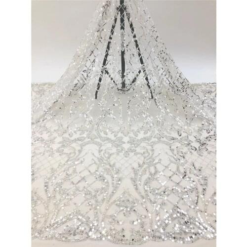 2020 new solid color high-end European pattern sequin embroidery, French tulle lace, suitable for ladies skirt fabrics