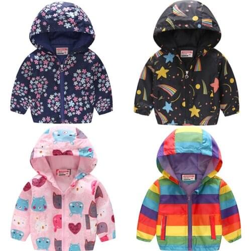 Spring Autumn Toddler Boys Girls Windbreaker Jacket Coat Baby Boy Kids Cartoon Hooded Outwear Girl Clothes Childrens Clothing