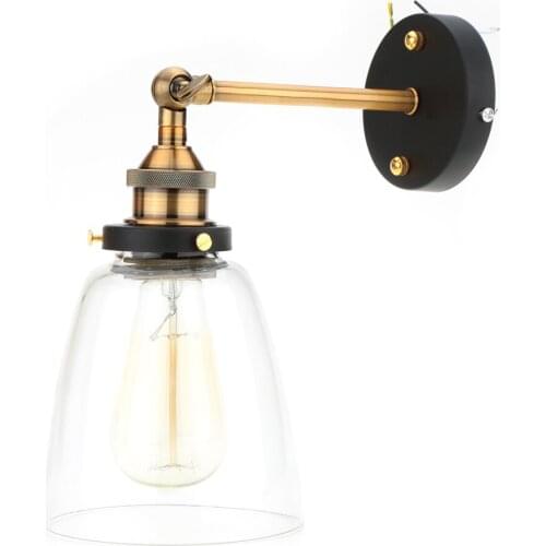 Vintage E27 Glass Wall Sconces Lamps Retro Wall Mounted Led Light Bedroom Stair Mirror Lamps Lampada Led Christmas Tomshine