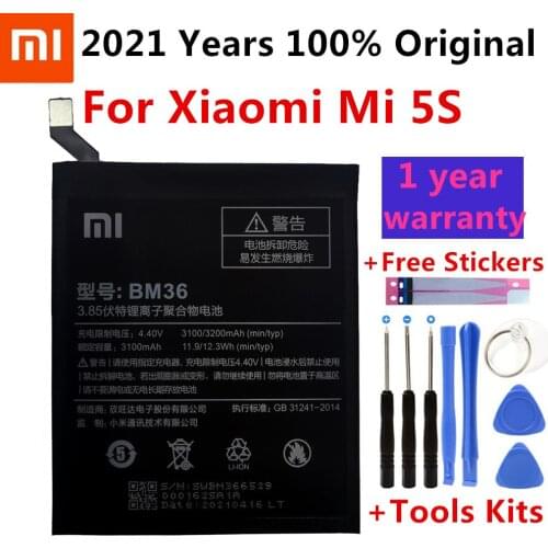 XiaoMi Original Replacement Battery BM36 For Xiaomi Mi 5S MI5S 100% New Authentic Phone Battery 3200mAh+Gift Tools +Stickers