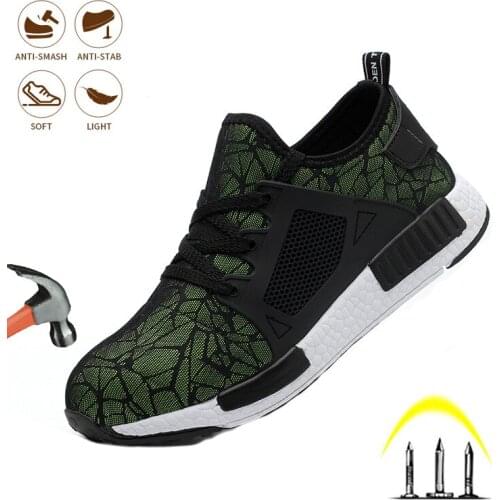 Safety Shoes Man Steel Toe Cap Work Boots Indestructible Anti-smashing Puncture-Proof Lightweight Breathable Comfort Sneakes