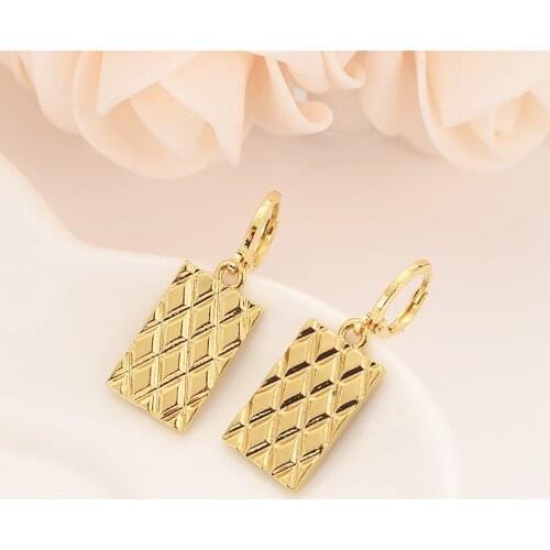 Gold Color Dubai square Earrings geometrical Women/Girl,Love Trendy Jewelry for African/Arab/Middle Eastern party jewelry gift