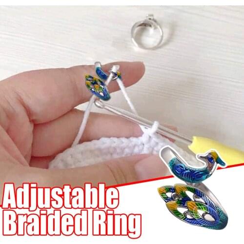 1/2/5PC Adjustable Knitting Tools Peacock Crochet Loop Knitting Sewing Accessories Alloy Durable Knitted Ring Type Supplies