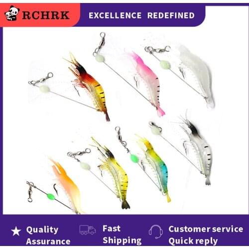 1pcs 1.2cm Soft Rigs Fishing Lure Glow In The Dark Luminous Shrimp Bait Jigs Lure Soft Worm Fake Lure Baits Lures Set Fish Tool