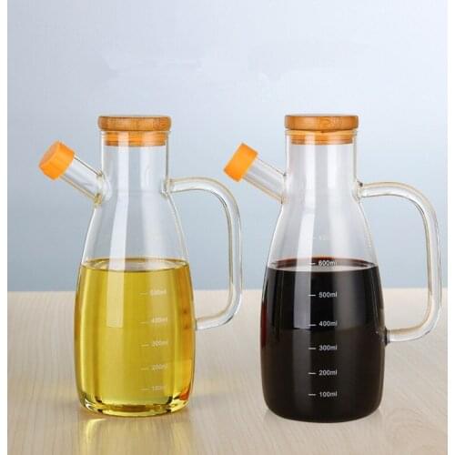 1PC 650ml Large Capacity Transparent Soy Sauce Vinegar Oil Pots High Borosilicate Glass Seasoning Bottles Kitchen Tools JO 1082
