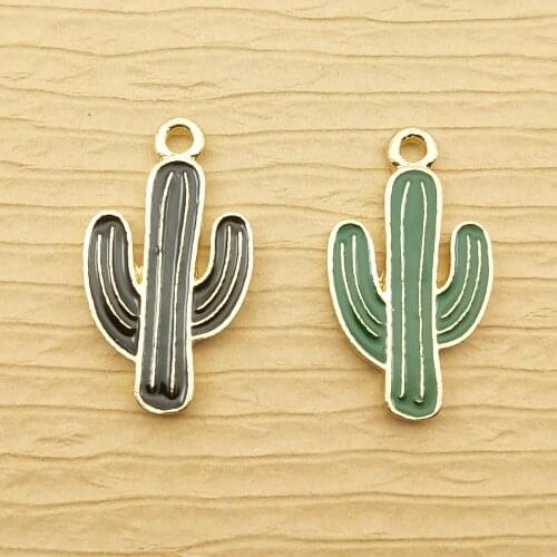 10pcs 15x26mm cactus charms enamel charm for jewelry making and crafting fashion pendant necklace charms