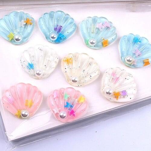 10PCS 29X25mm Resin Shell-Shaped Jewelry DIY Headband Accessories Vase Mirror Sock Decoration Mobile Phone Shell Accessories