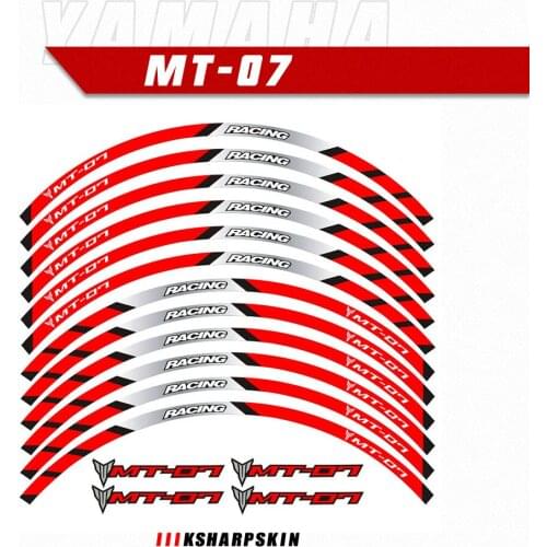 12 Pcs Motorcycle Wheels Tire Stickers Reflective Rim Strips Tape Motorbike Decals film For YAMAHA MT-07 MT 07 mt07