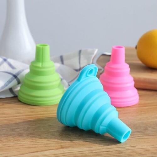 2PCS Silicone Folding Telescopic Long Neck Funnel Creative Household Liquid Dispensing Mini Funnel Kitchen Tools