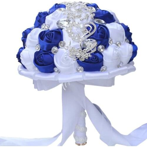 2020 Wedding Bouquet Boeket Zijde Bloemen Bridesmaid Wedding Foamflowers White Rose Bridal bouquet White Satin Romantic