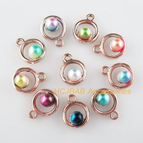 30 New Round Charms Colored Acrylic KC Gold Plated Pendants 12x15mm