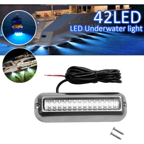 42 LED Underwater Fishing Light 12V Boat Transom Night Navigation Light Water Landscape Lighting For Marine Boat Yacht Accessory