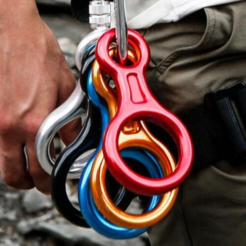 45KN 8-Shape Ring Carabiner Portable Alloy Rescue Figure Descender Slow Descent Device Outdoor Rock Climbing Safety Equipment