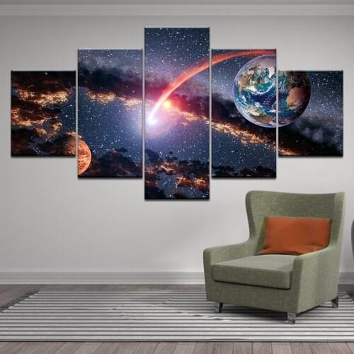 5 Piece diamond painting Universe Galaxy Earth Landscape Wall Art diamond Picture of mosaic full round diamond embroidery sale