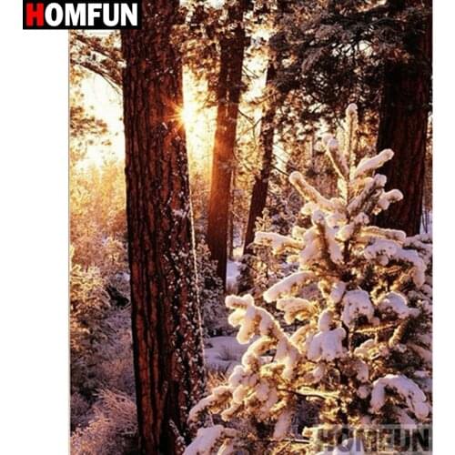 HOMFUN Full Square/Round Drill 5D DIY Diamond Painting "Tree snow scene" Embroidery Cross Stitch 5D Home Decor Gift A17828