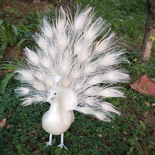 About 65x60cm white feather peacock bird foam&feathers peacock model,display, stage prop,home garden Decoration gift w0889