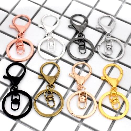 New 5pcs/lot 8 Colors Plated Keychain Key Ring Long 70 mm Lobster Clasp Hook Keychain Split Keyring Findings for Keychain