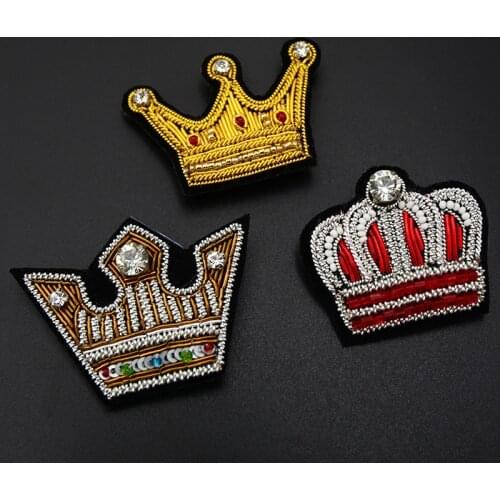 AHYONNIEX Brand India Silk Crown Badge DIY applique Stick On mental Badge Clothes Shoes Bags Decoration DIY Accessories