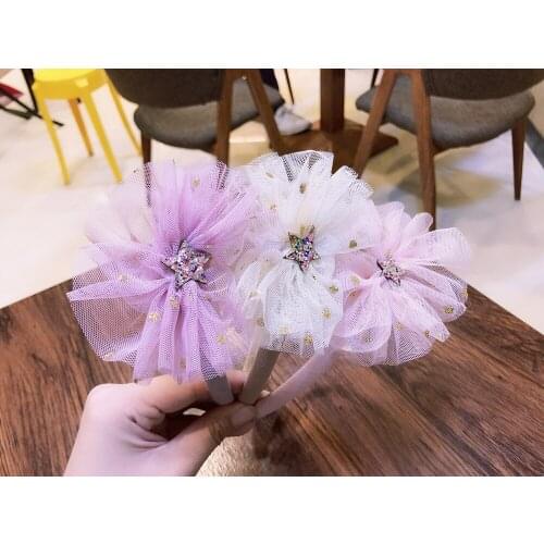 Boutique 12pcs Fashion Cute Glitter Star Gauze Bow Hair Sticks Floral Hairbands Princess Headwear Girls Hair Accessories