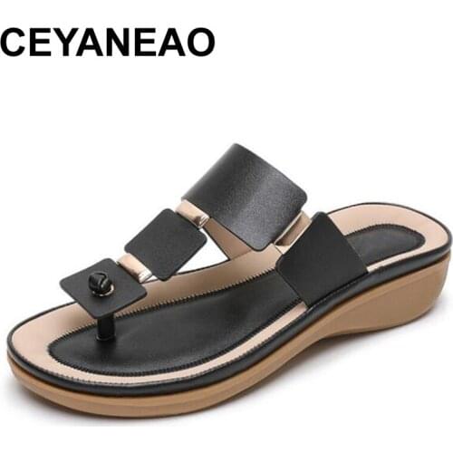 CEYANEAO2020hot new arrivals large size 42 direct delivery without shoelace women shoes slippers wedge heels outside comfortable