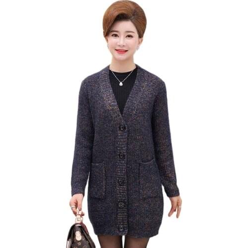 Long Cashmere Sweater Female Knitted Sweater Cardigan Coat Woman Spring Autumn V-Neck Sweater Knit Jacket Women Outerwear Tops
